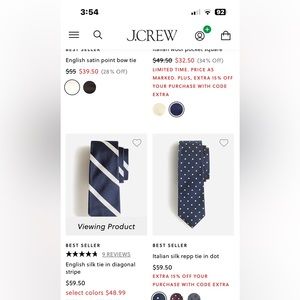 J.Crew silk ties. Beautiful Navy Poka dot and Navy stripe . 2 for the price of 1
